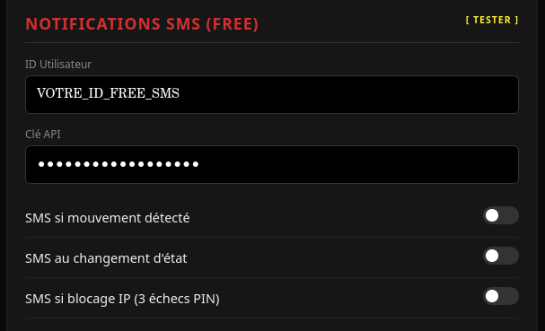 SMS notifications via Free