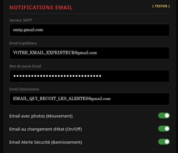 Email configuration